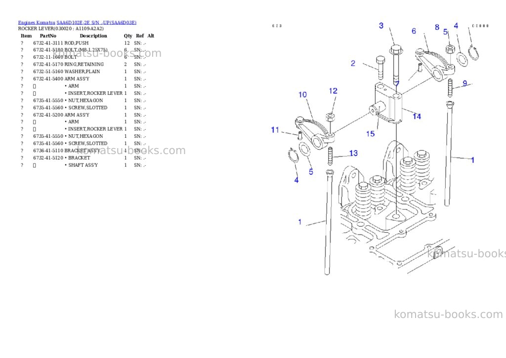 Komatsu saa6d102e-2e s/n .-up Parts catalog cover Komatsu saa6d102e-2e s/n .-up Parts catalog cover