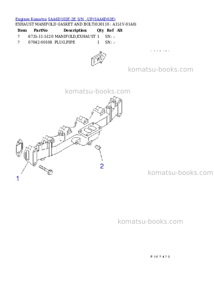 Komatsu saa6d102e-2e s/n .-up Parts catalog cover Page 10 Komatsu saa6d102e-2e s/n .-up Parts catalog cover Page 10