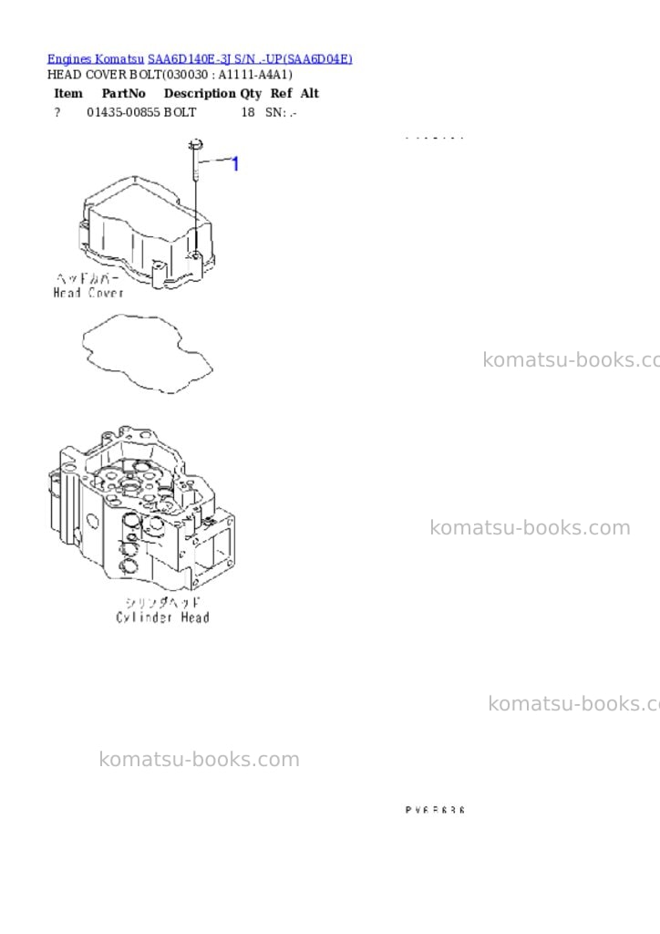 Komatsu saa6d140e-3j s/n .-up Parts catalog cover Page 2 Komatsu saa6d140e-3j s/n .-up Parts catalog cover Page 2