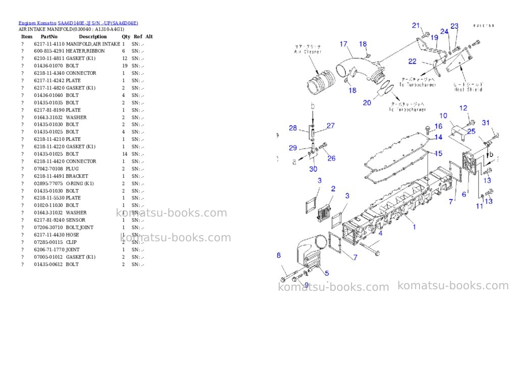 Komatsu saa6d140e-3j s/n .-up Parts catalog cover Page 3 Komatsu saa6d140e-3j s/n .-up Parts catalog cover Page 3