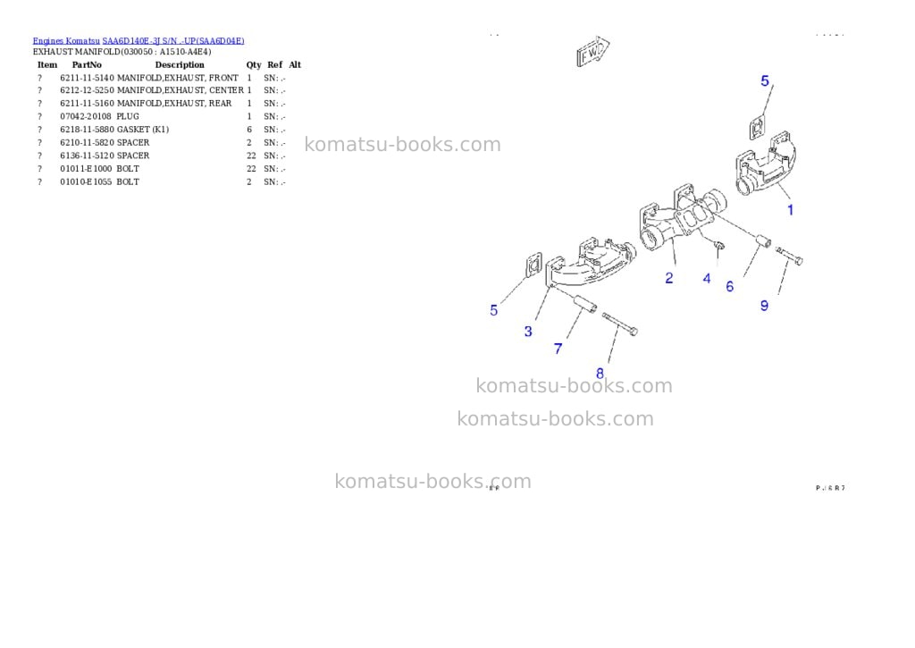 Komatsu saa6d140e-3j s/n .-up Parts catalog cover Page 4 Komatsu saa6d140e-3j s/n .-up Parts catalog cover Page 4