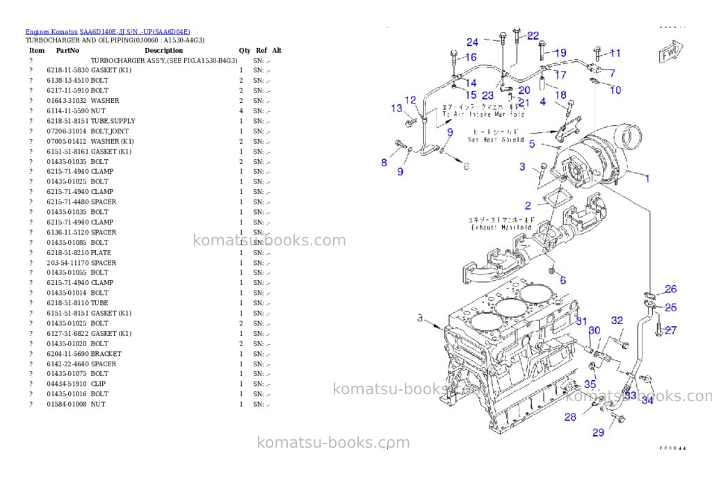 Komatsu saa6d140e-3j s/n .-up Parts catalog cover Page 5 Komatsu saa6d140e-3j s/n .-up Parts catalog cover Page 5