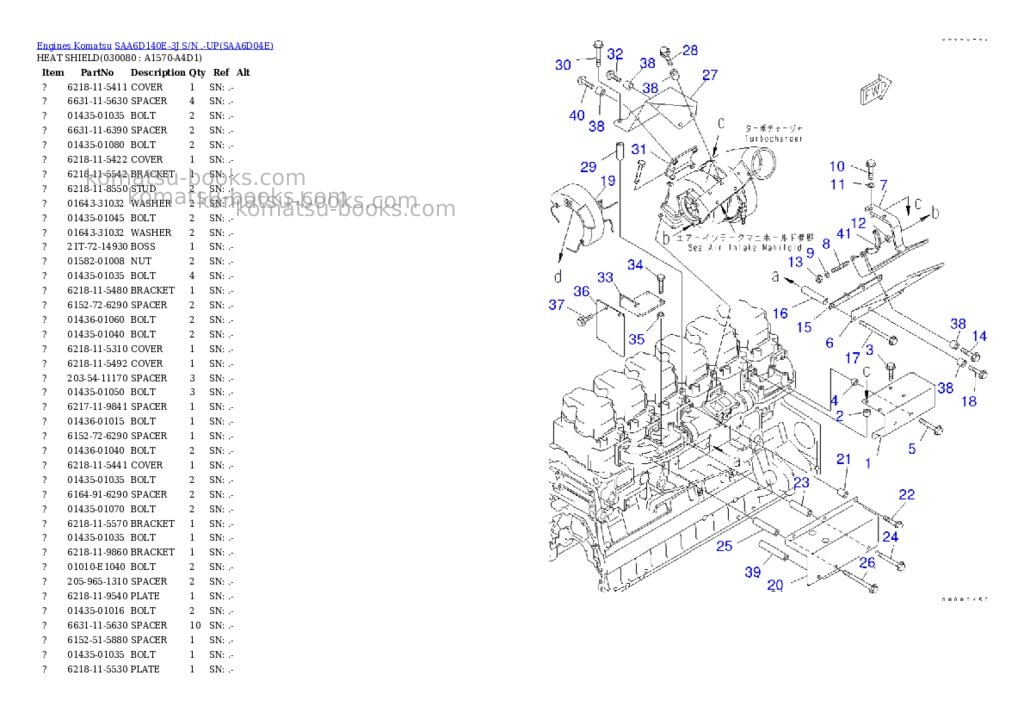 Komatsu saa6d140e-3j s/n .-up Parts catalog cover Page 7 Komatsu saa6d140e-3j s/n .-up Parts catalog cover Page 7