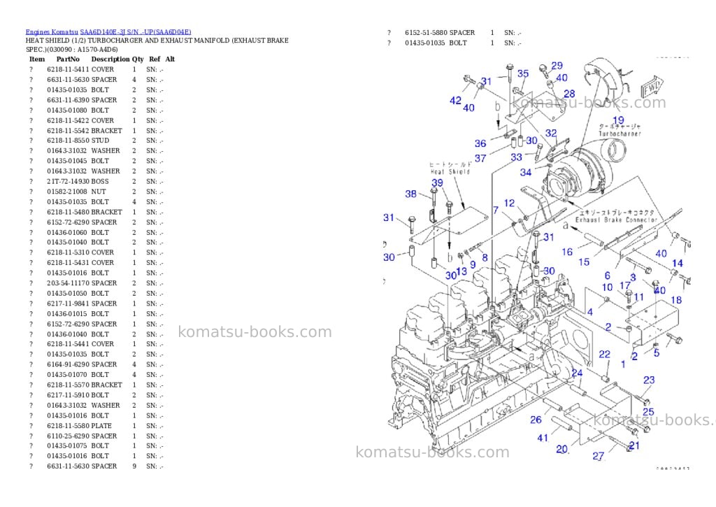Komatsu saa6d140e-3j s/n .-up Parts catalog cover Page 8 Komatsu saa6d140e-3j s/n .-up Parts catalog cover Page 8