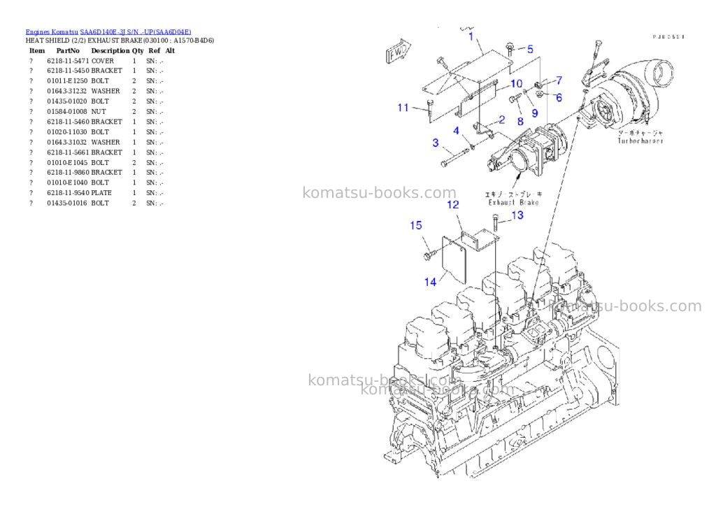 Komatsu saa6d140e-3j s/n .-up Parts catalog cover Page 9 Komatsu saa6d140e-3j s/n .-up Parts catalog cover Page 9