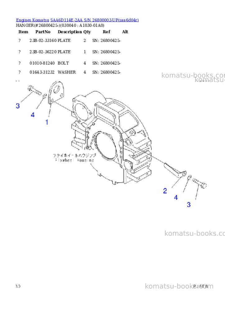 Komatsu saa6d114e-2aa s/n 26800003-up Parts catalog cover Page 3 Komatsu saa6d114e-2aa s/n 26800003-up Parts catalog cover Page 3