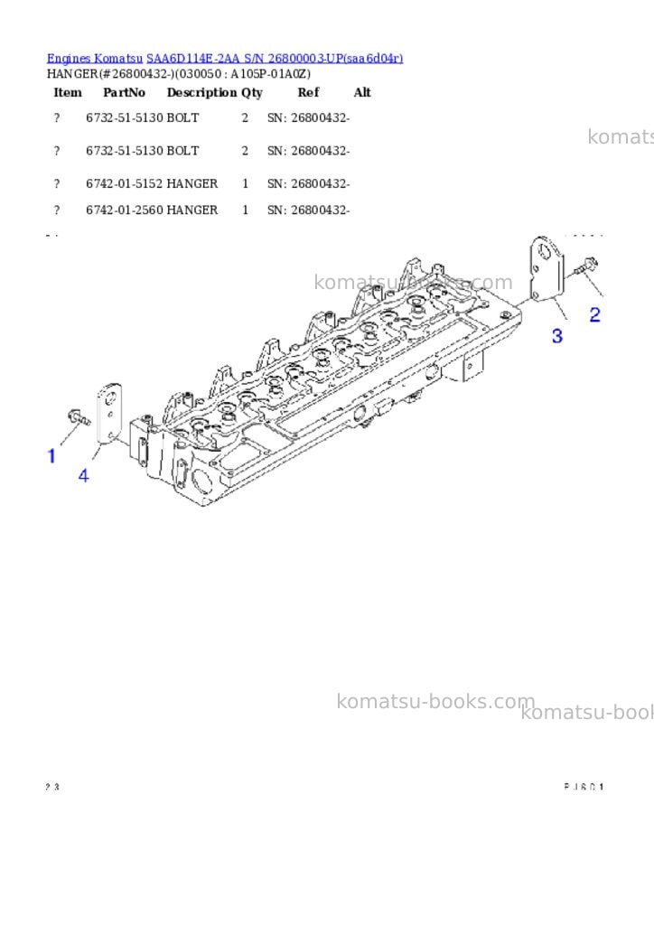 Komatsu saa6d114e-2aa s/n 26800003-up Parts catalog cover Page 4 Komatsu saa6d114e-2aa s/n 26800003-up Parts catalog cover Page 4