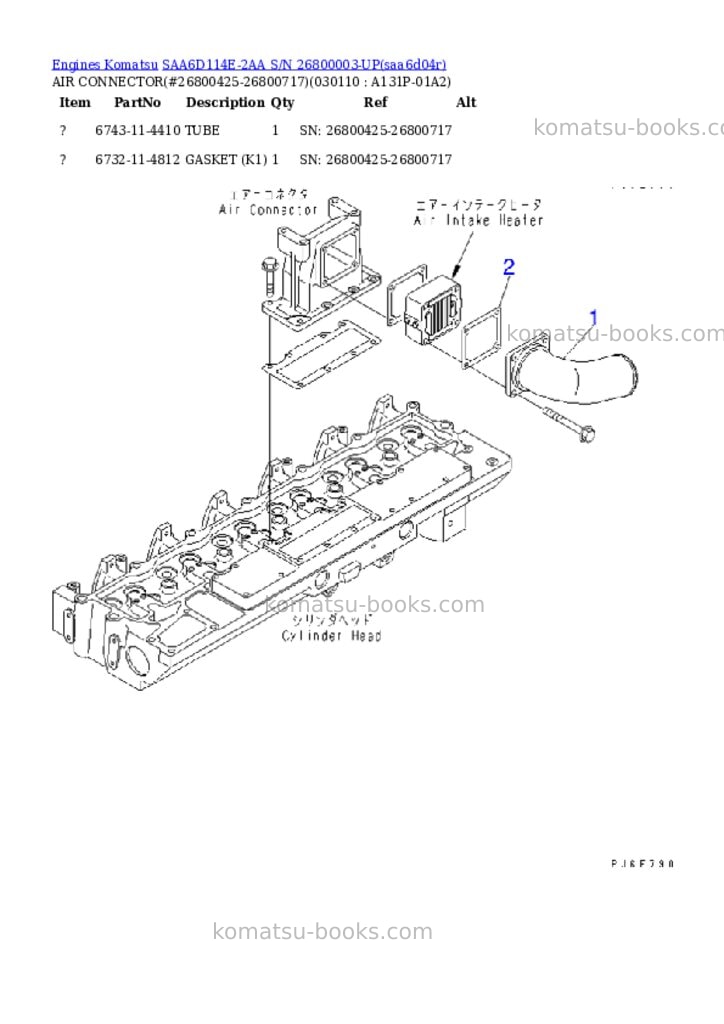 Komatsu saa6d114e-2aa s/n 26800003-up Parts catalog cover Page 9 Komatsu saa6d114e-2aa s/n 26800003-up Parts catalog cover Page 9