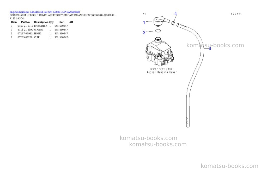 Komatsu saa6d125e-5d s/n 560001-up Parts catalog cover Page 3 Komatsu saa6d125e-5d s/n 560001-up Parts catalog cover Page 3