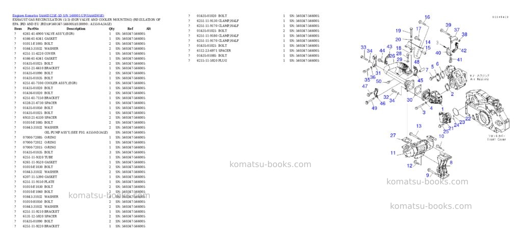 Komatsu saa6d125e-5d s/n 560001-up Parts catalog cover Page 8 Komatsu saa6d125e-5d s/n 560001-up Parts catalog cover Page 8