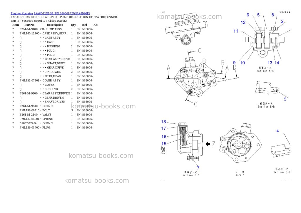 Komatsu saa6d125e-5e s/n 560001-up Parts catalog cover Page 10 Komatsu saa6d125e-5e s/n 560001-up Parts catalog cover Page 10