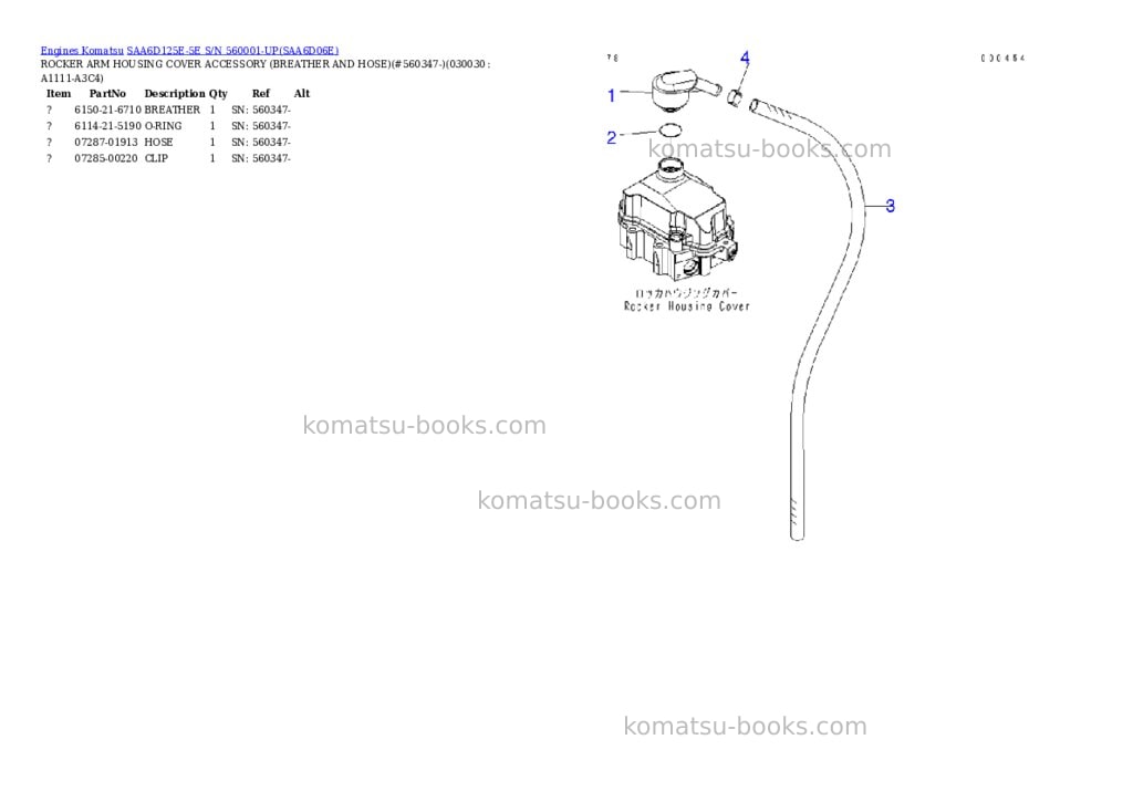 Komatsu saa6d125e-5e s/n 560001-up Parts catalog cover Page 2 Komatsu saa6d125e-5e s/n 560001-up Parts catalog cover Page 2