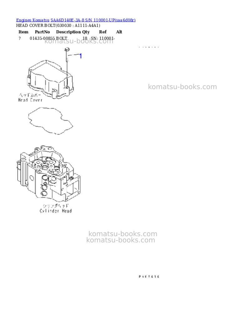 Komatsu saa6d140e-3a-8 s/n 110001-up Parts catalog cover Page 2 Komatsu saa6d140e-3a-8 s/n 110001-up Parts catalog cover Page 2