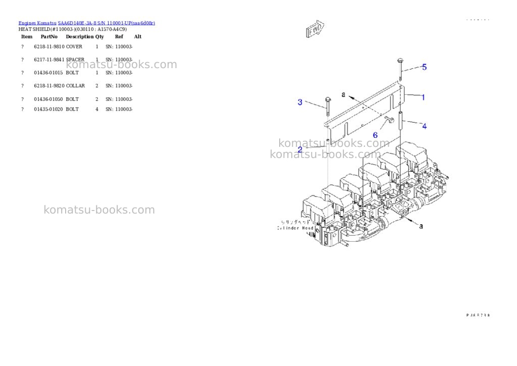 Komatsu saa6d140e-3a-8 s/n 110001-up Parts catalog cover Page 9 Komatsu saa6d140e-3a-8 s/n 110001-up Parts catalog cover Page 9