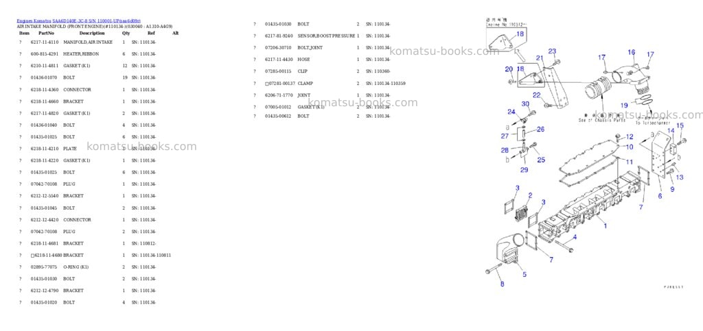 Komatsu saa6d140e-3c-8 s/n 110001-up Parts catalog cover Page 3 Komatsu saa6d140e-3c-8 s/n 110001-up Parts catalog cover Page 3