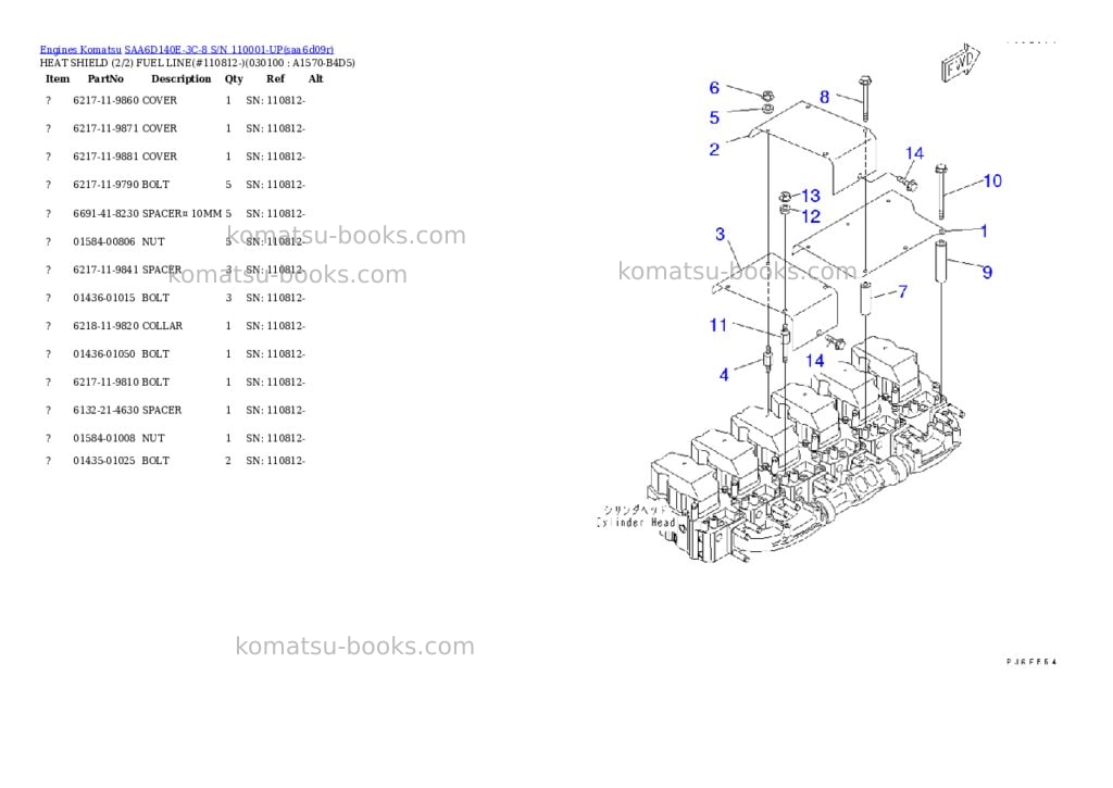 Komatsu saa6d140e-3c-8 s/n 110001-up Parts catalog cover Page 9 Komatsu saa6d140e-3c-8 s/n 110001-up Parts catalog cover Page 9