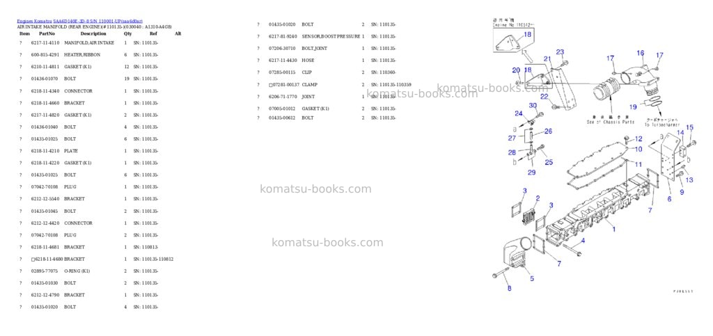 Komatsu saa6d140e-3d-8 s/n 110001-up Parts catalog cover Page 3 Komatsu saa6d140e-3d-8 s/n 110001-up Parts catalog cover Page 3