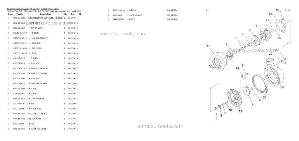 Komatsu saa6d140e-3j-8 s/n 110001-up Parts catalog cover Page 6 Komatsu saa6d140e-3j-8 s/n 110001-up Parts catalog cover Page 6