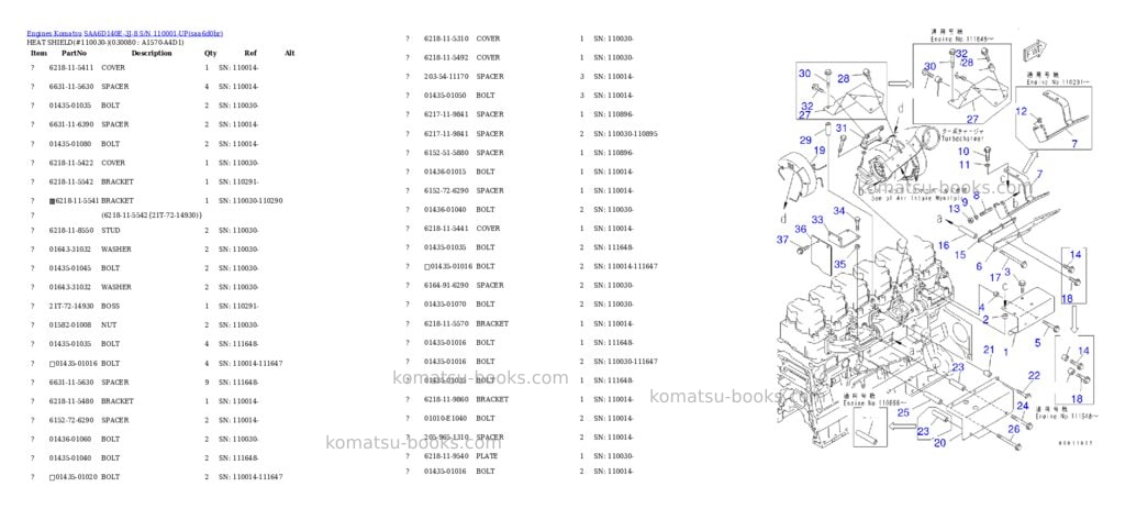 Komatsu saa6d140e-3j-8 s/n 110001-up Parts catalog cover Page 7 Komatsu saa6d140e-3j-8 s/n 110001-up Parts catalog cover Page 7