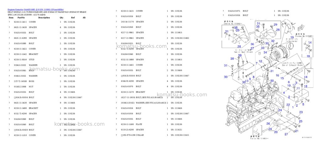 Komatsu saa6d140e-3j-8 s/n 110001-up Parts catalog cover Page 8 Komatsu saa6d140e-3j-8 s/n 110001-up Parts catalog cover Page 8