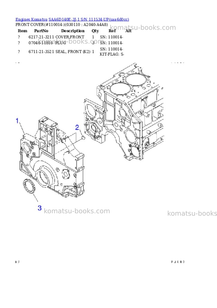 Komatsu saa6d140e-3j-1 s/n 111534-up Parts catalog cover Page 10
