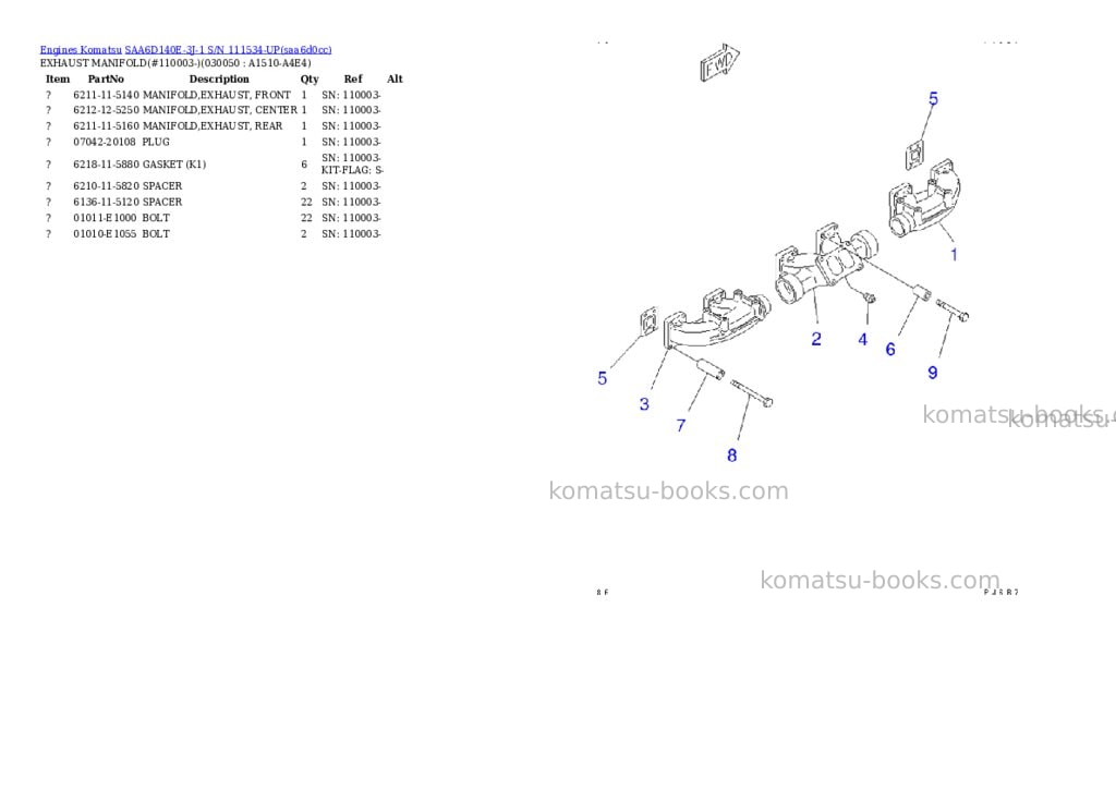 Komatsu saa6d140e-3j-1 s/n 111534-up Parts catalog cover Page 4