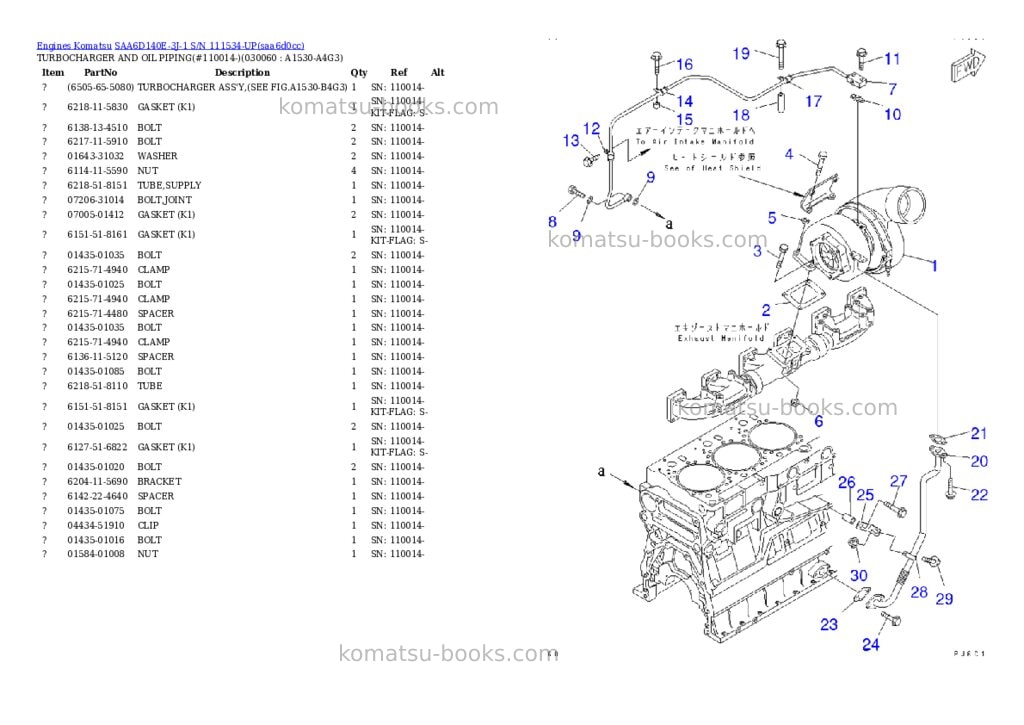 Komatsu saa6d140e-3j-1 s/n 111534-up Parts catalog cover Page 5