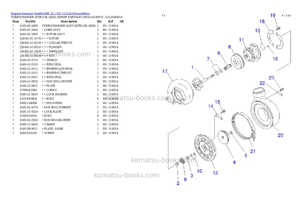 Komatsu saa6d140e-3j-1 s/n 111534-up Parts catalog cover Page 6