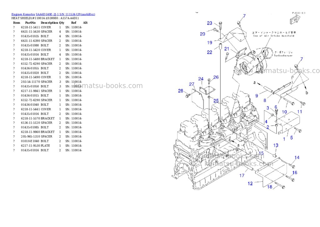 Komatsu saa6d140e-3j-1 s/n 111534-up Parts catalog cover Page 7