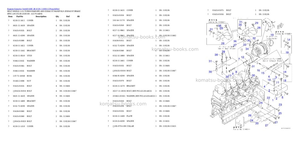Komatsu saa6d140e-3b-8 s/n 110001-up Parts catalog cover Page 9 Komatsu saa6d140e-3b-8 s/n 110001-up Parts catalog cover Page 9