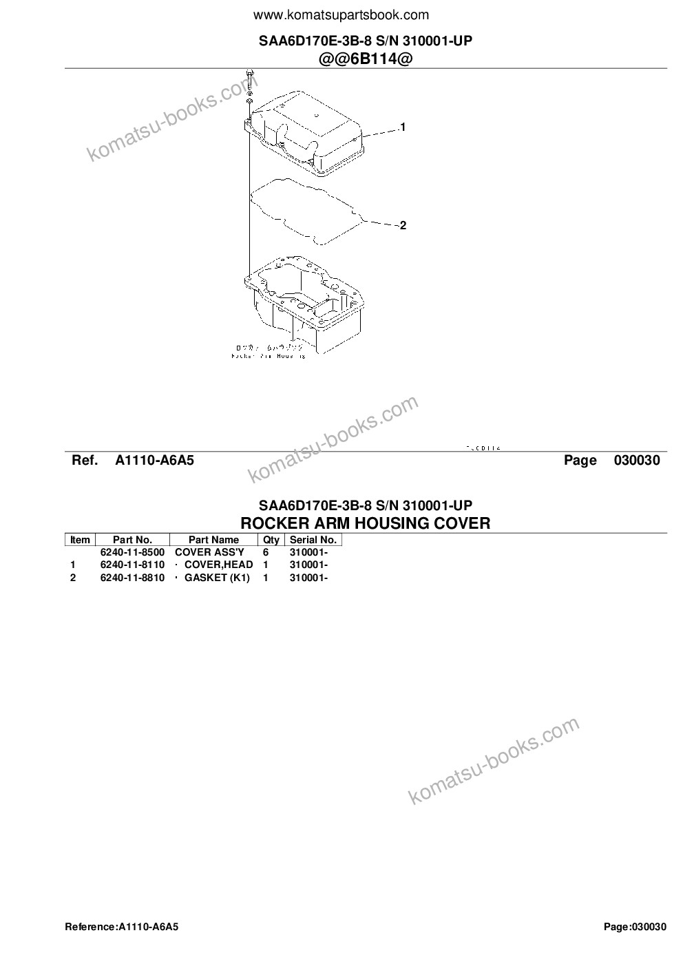 Komatsu saa6d170e-3b-8 s/n 310001-up Parts catalog cover Page 8 Komatsu saa6d170e-3b-8 s/n 310001-up Parts catalog cover Page 8