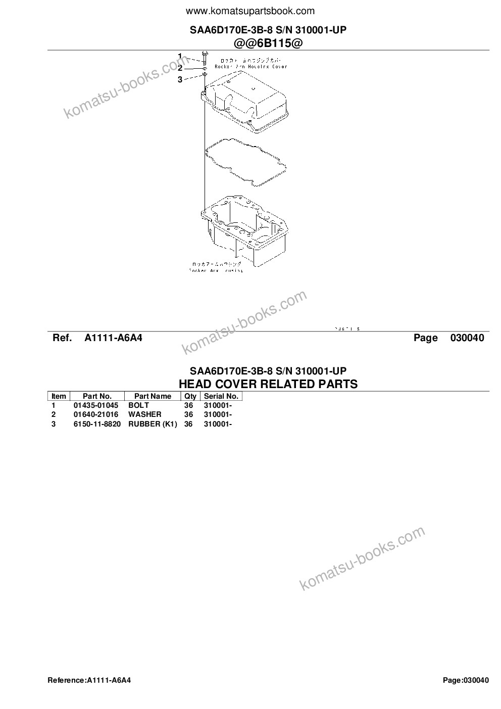 Komatsu saa6d170e-3b-8 s/n 310001-up Parts catalog cover Page 9 Komatsu saa6d170e-3b-8 s/n 310001-up Parts catalog cover Page 9