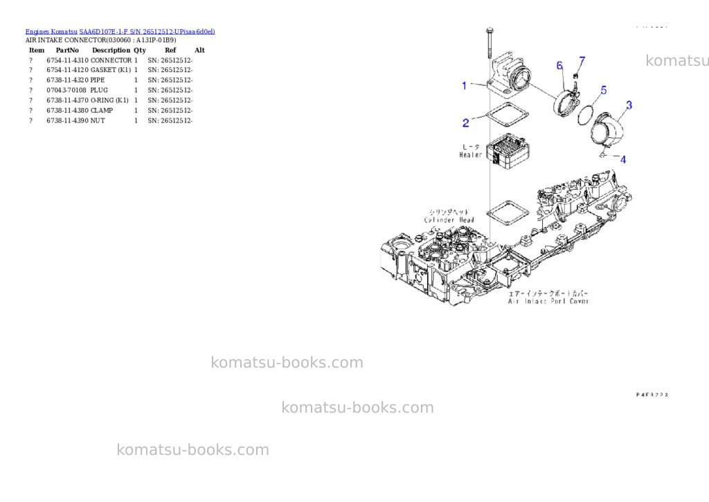 Komatsu SAA6D107E-1-F S/N 26512512-UP Parts catalog cover Page 5