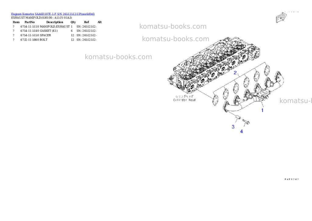 Komatsu SAA6D107E-1-F S/N 26512512-UP Parts catalog cover Page 9