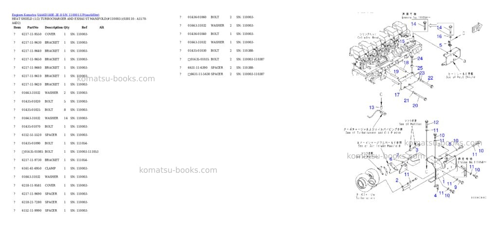 Komatsu saa6d140e-3e-8 s/n 110001-up Parts catalog cover Page 10 Komatsu saa6d140e-3e-8 s/n 110001-up Parts catalog cover Page 10