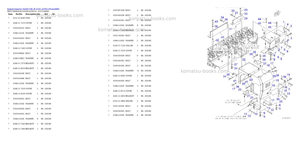 Komatsu SAA6D170E-3F-8 S/N 310001-UP Parts catalog cover Page 10 Komatsu SAA6D170E-3F-8 S/N 310001-UP Parts catalog cover Page 10