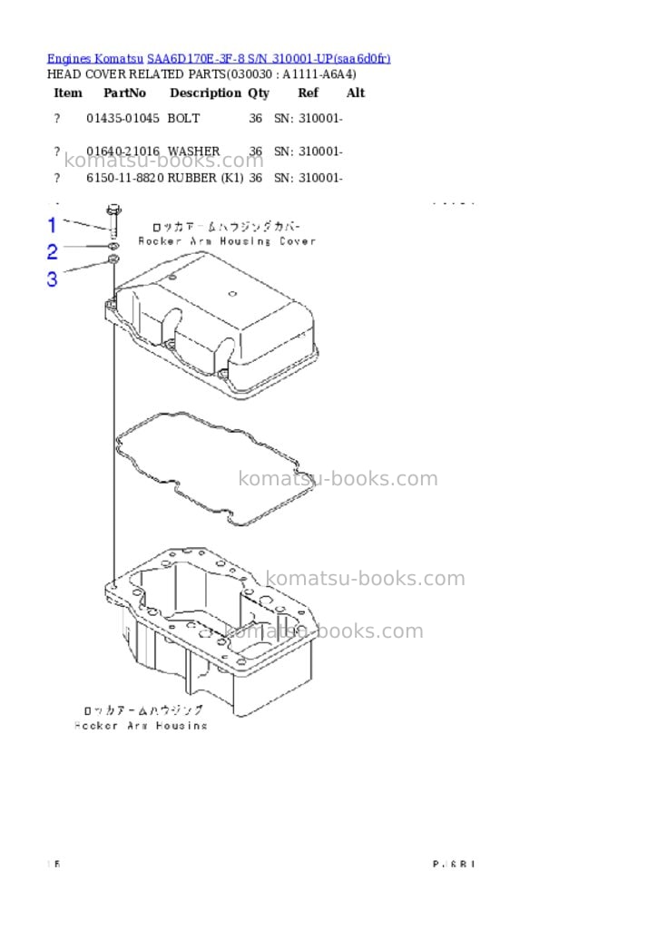 Komatsu SAA6D170E-3F-8 S/N 310001-UP Parts catalog cover Page 2 Komatsu SAA6D170E-3F-8 S/N 310001-UP Parts catalog cover Page 2