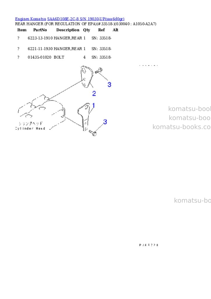 Komatsu saa6d108e-2c-8 s/n 19030-up Parts catalog cover Page 3