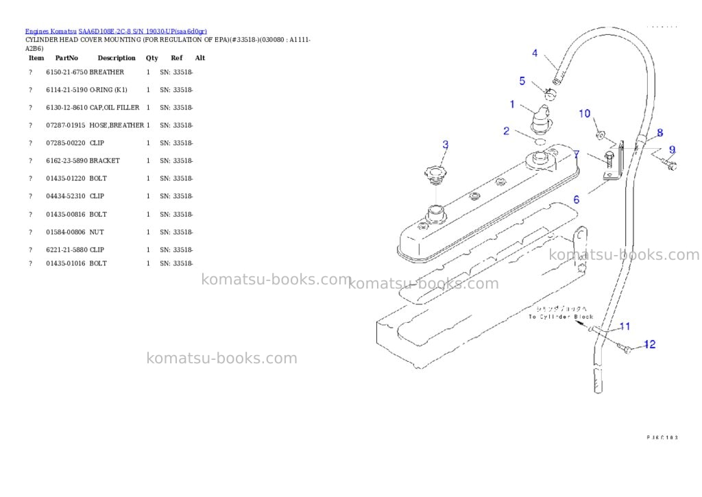 Komatsu saa6d108e-2c-8 s/n 19030-up Parts catalog cover Page 7