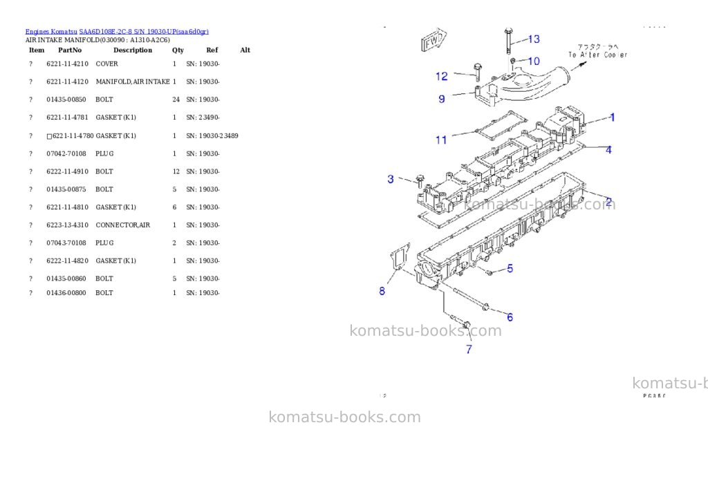 Komatsu saa6d108e-2c-8 s/n 19030-up Parts catalog cover Page 8