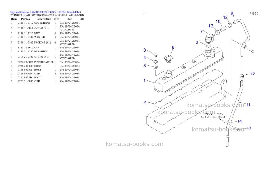 Komatsu saa6d108e-2a-c8 s/n 19030-up Parts catalog cover Page 4 Komatsu saa6d108e-2a-c8 s/n 19030-up Parts catalog cover Page 4