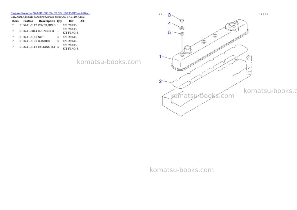 Komatsu saa6d108e-2a-c8 s/n 19030-up Parts catalog cover Page 5 Komatsu saa6d108e-2a-c8 s/n 19030-up Parts catalog cover Page 5