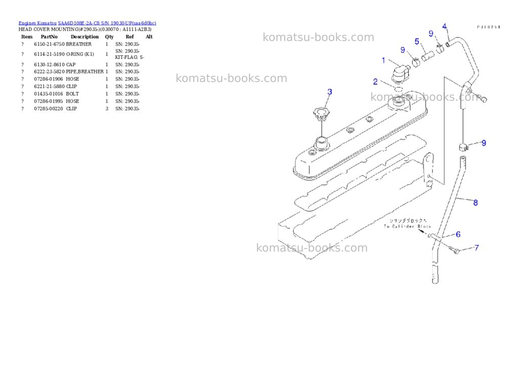 Komatsu saa6d108e-2a-c8 s/n 19030-up Parts catalog cover Page 6 Komatsu saa6d108e-2a-c8 s/n 19030-up Parts catalog cover Page 6