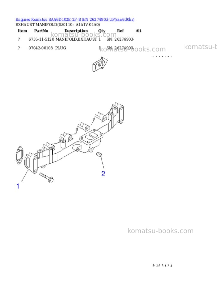 Komatsu saa6d102e-2f-8 s/n 26274903-up Parts catalog cover Page 10