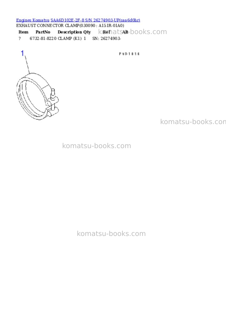 Komatsu saa6d102e-2f-8 s/n 26274903-up Parts catalog cover Page 8