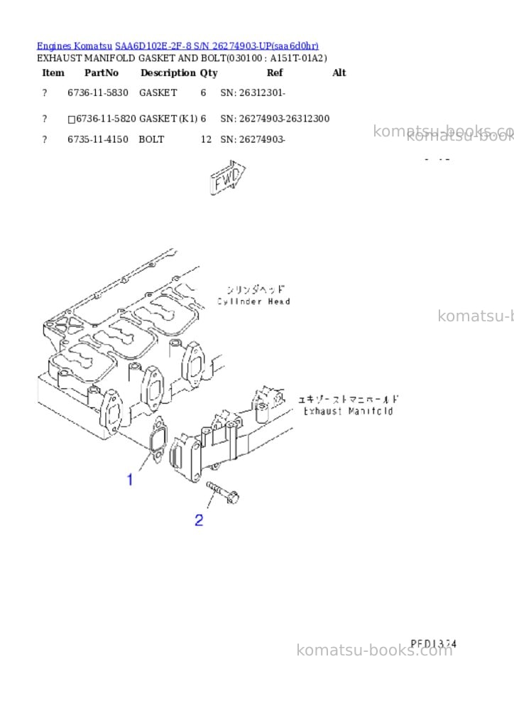 Komatsu saa6d102e-2f-8 s/n 26274903-up Parts catalog cover Page 9