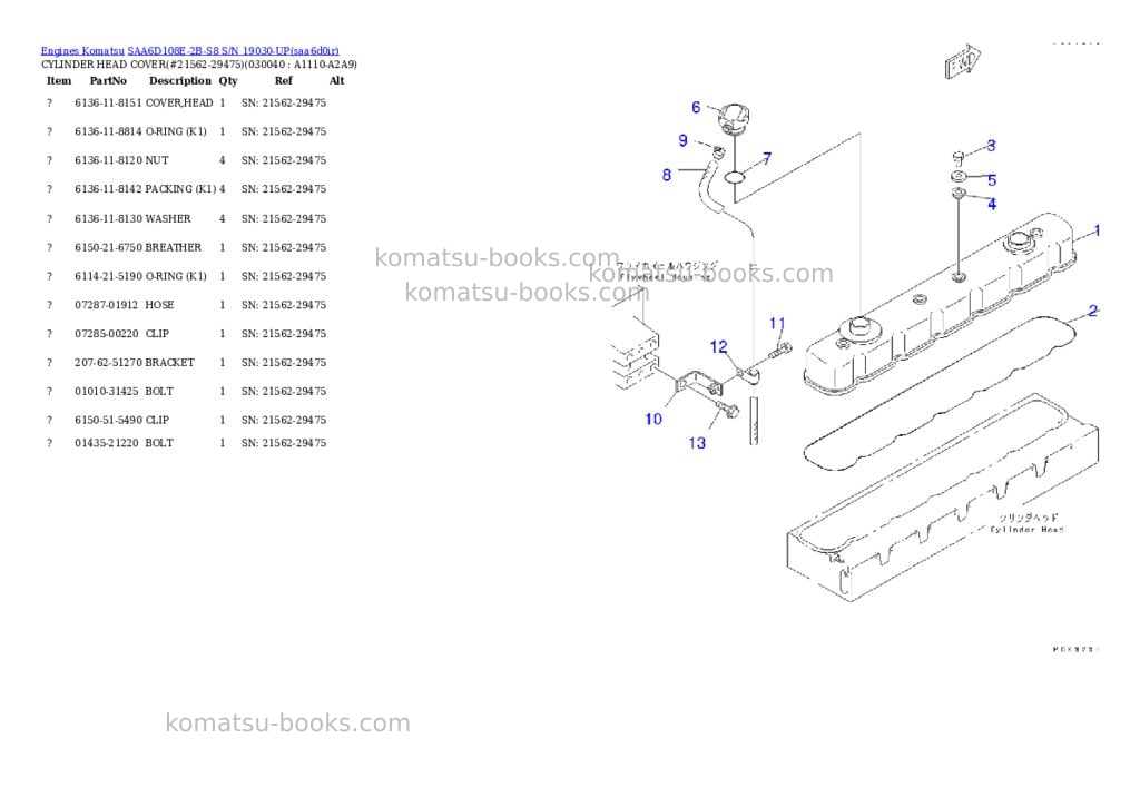 Komatsu saa6d108e-2b-s8 s/n 19030-up Parts catalog cover Page 3