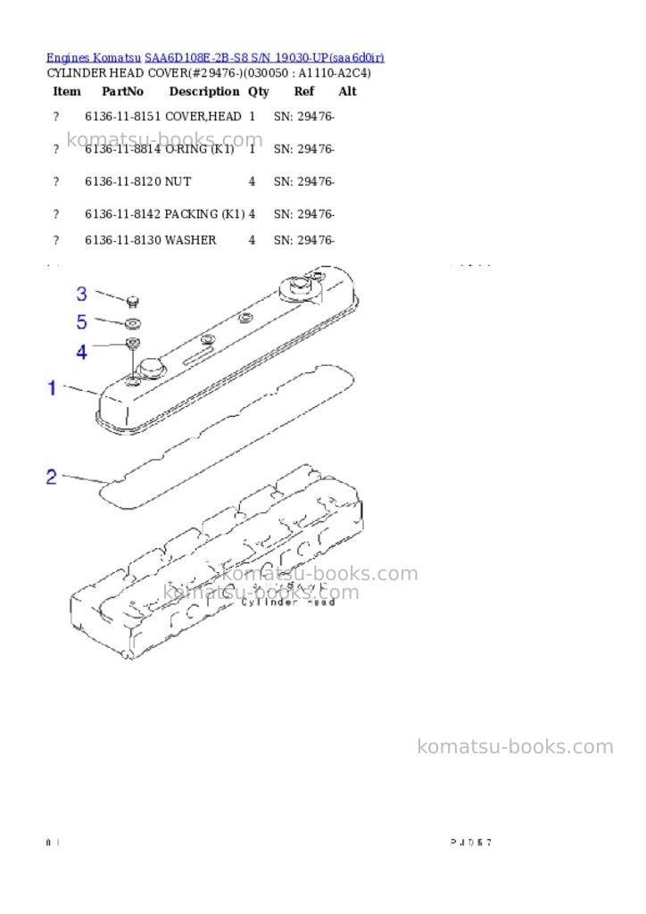 Komatsu saa6d108e-2b-s8 s/n 19030-up Parts catalog cover Page 4