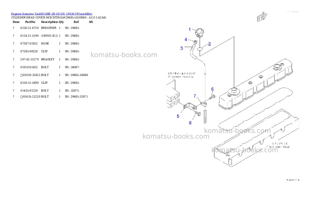 Komatsu saa6d108e-2b-s8 s/n 19030-up Parts catalog cover Page 5