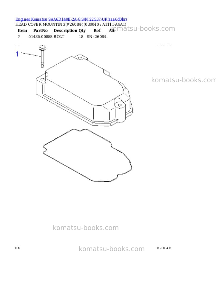 Komatsu saa6d140e-2a-8 s/n 22537-up Parts catalog cover Page 3 Komatsu saa6d140e-2a-8 s/n 22537-up Parts catalog cover Page 3